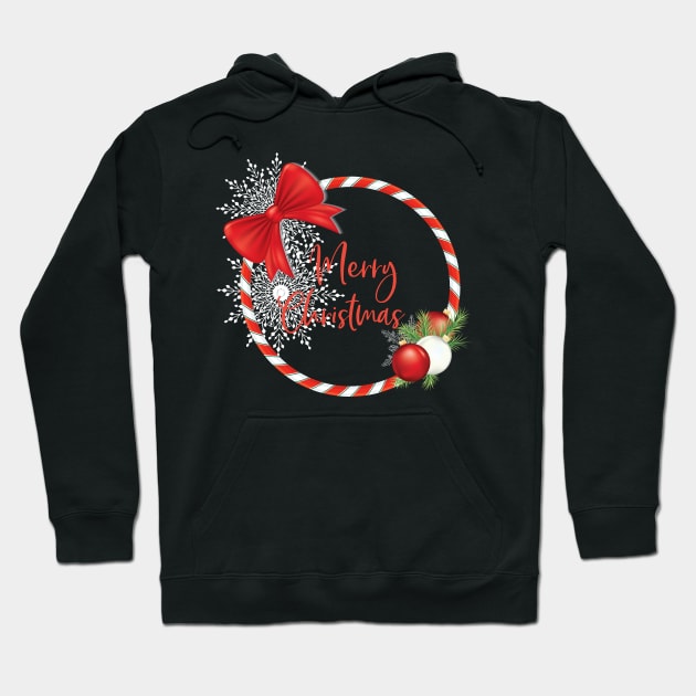 Candy Cane Christmas Wreath Hoodie by SWON Design